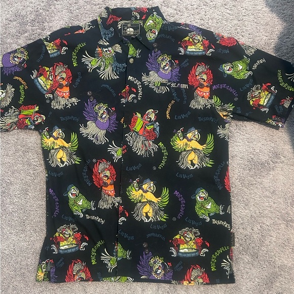 VTG Jimmy Buffet Margarittaville Mens L Hawaiian Shirt Tailgate Party Birds - Picture 1 of 2